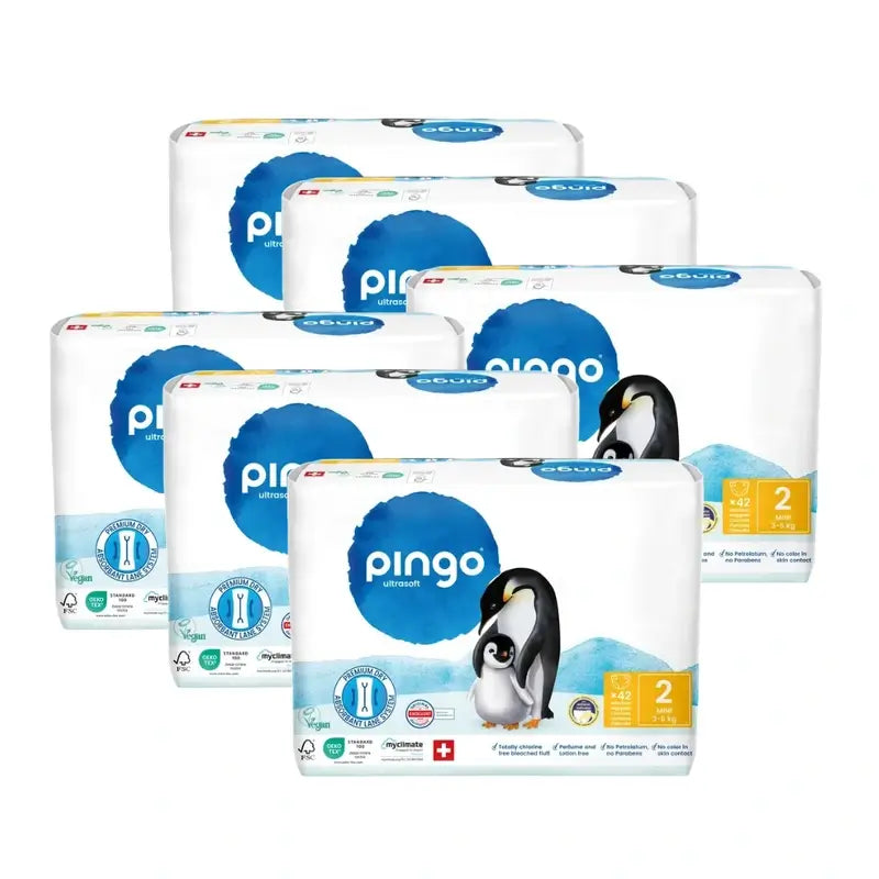 Pannolini ecologici Pingo taglia 2 (3-6 Kg), 6X42 pz.