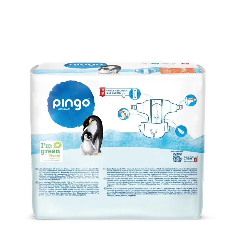 Pannolini ecologici Pingo taglia 3 (4-9 Kg), 44 pezzi