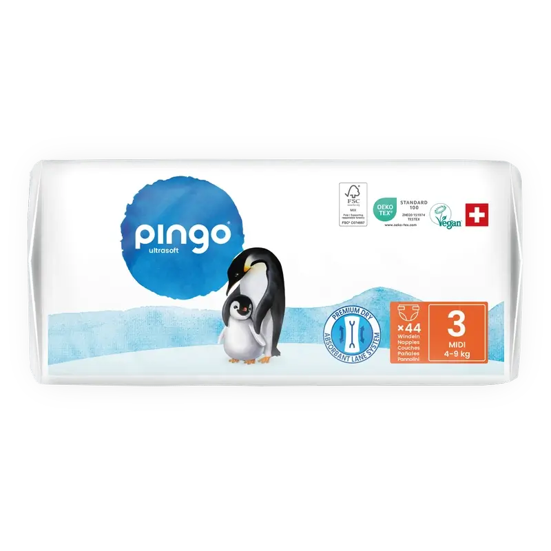 Pannolini ecologici Pingo taglia 3 (4-9 Kg), 44 pezzi