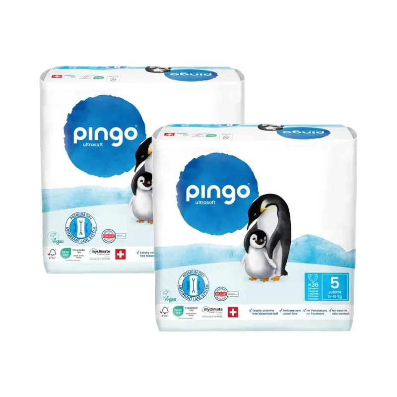 Pannolini ecologici Pingo taglia 5 (11-16 Kg), 2X36 unità