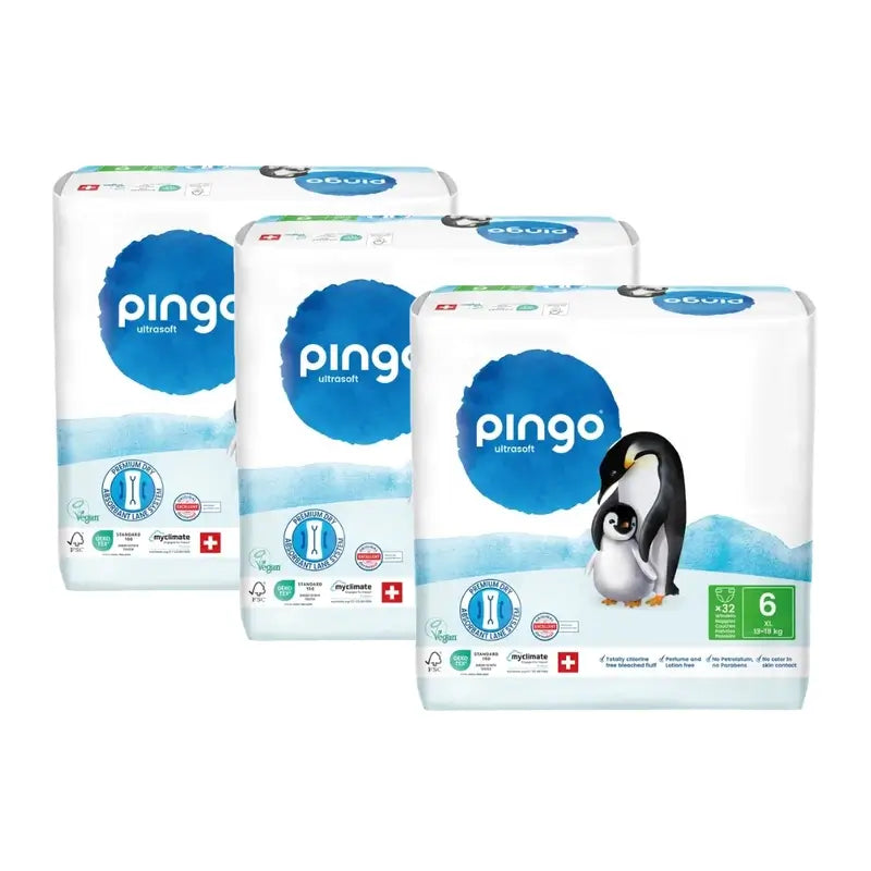 Pannolini ecologici Pingo taglia 6 (13-18 Kg), 3X32 unità