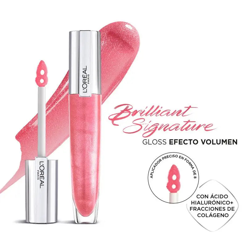 L'Oréal Paris Brilliant Signature Plump Lipstick: Effetto Volumizzante con Acido Ialuronico e Collagene, 6 tonalità