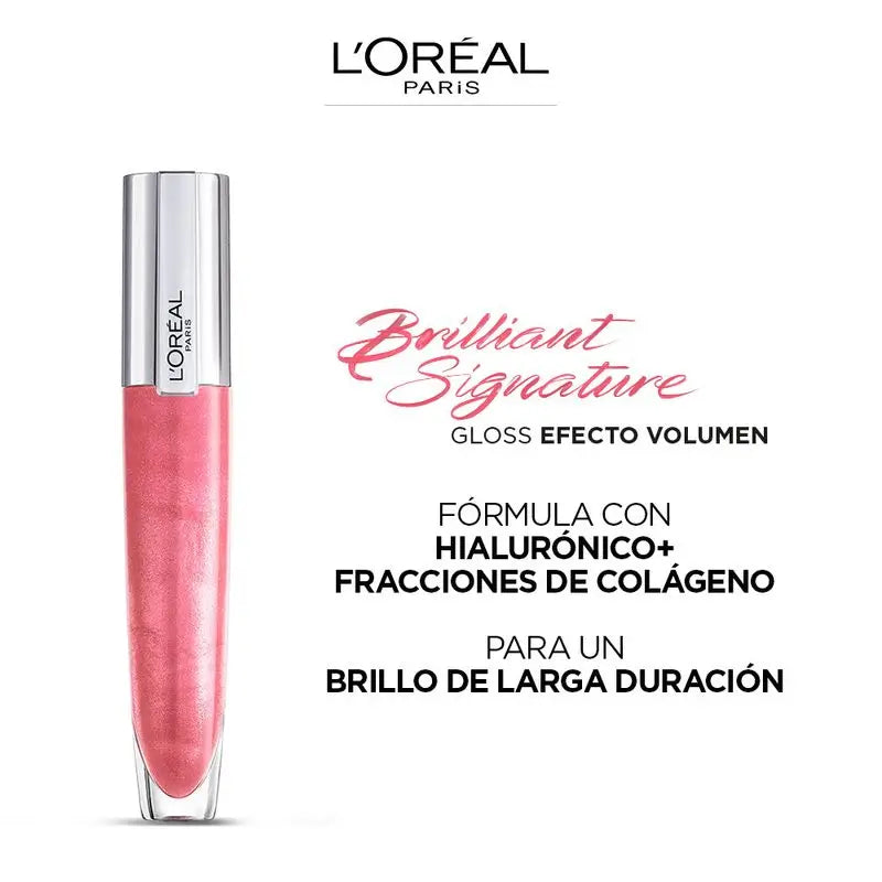 L'Oréal Paris Brilliant Signature Plump Lipstick: Effetto Volumizzante con Acido Ialuronico e Collagene, 6 tonalità