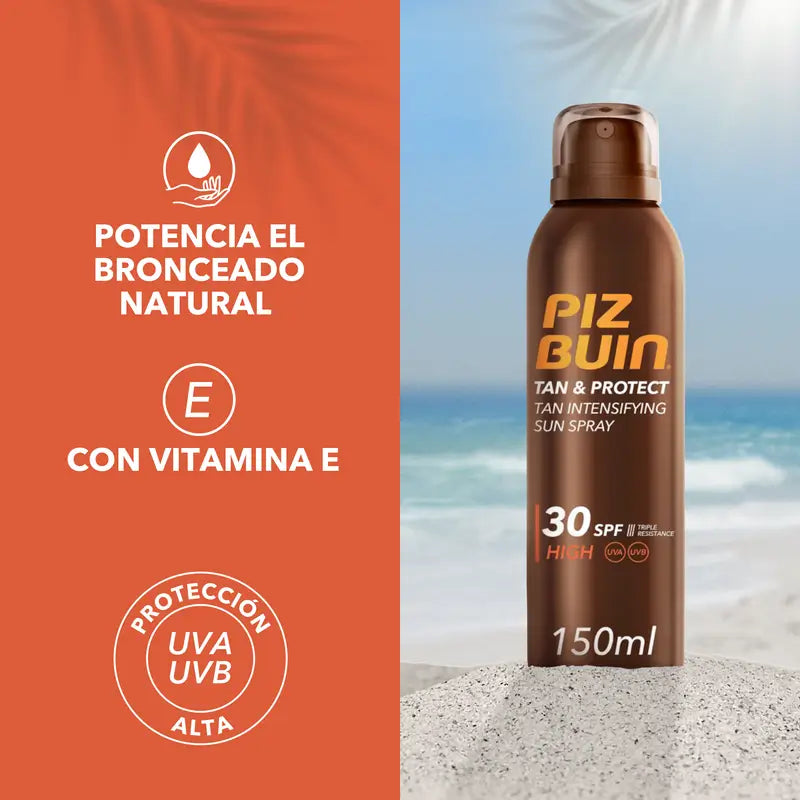 Piz Buin Tan & Protect Spray solare intensificatore dell'abbronzatura SPF30, 150 ml