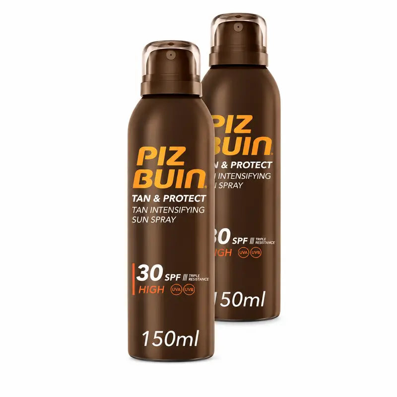 Piz Buin Tan & Protect Spray Solare Intensificatore dell'Abbronzatura SPF30, Confezione da 2 x 150 ml
