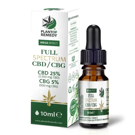 Plant Of Remedy Olio di Cannabis Sativa a spettro completo 25% CBD 5% Cbg , 10 ml