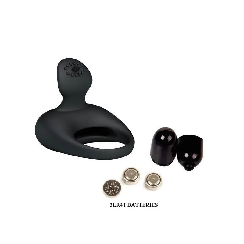 Anello vibrante Prettylove Tonguo nero