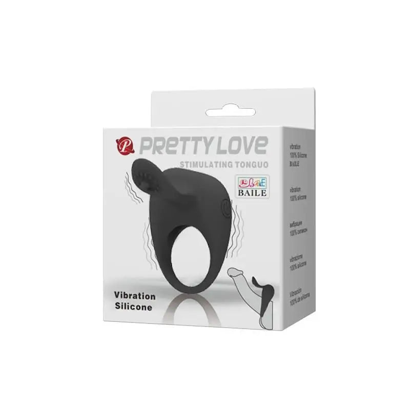 Anello vibrante Prettylove Tonguo nero