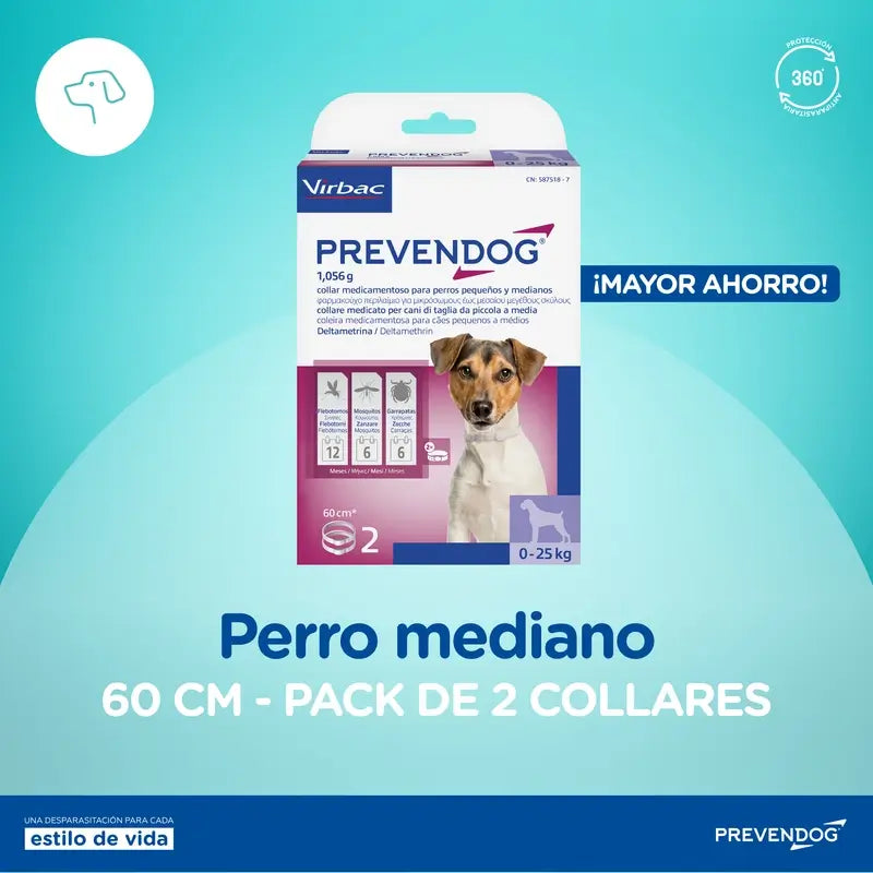 Virbac Prevendog Collare antiparassitario 60 cm 2 unità