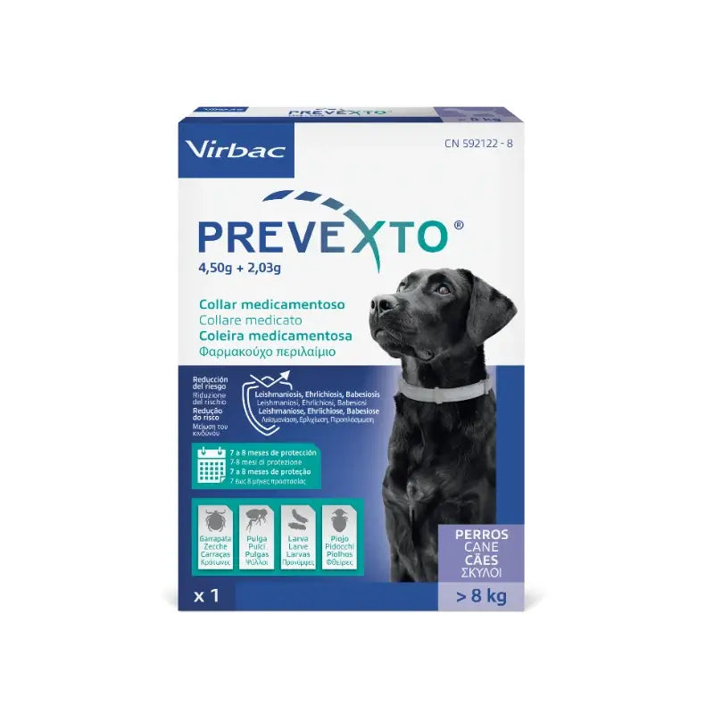 Collare antiparassitario Prevexto per cani di peso superiore a 8 kg, 70 cm