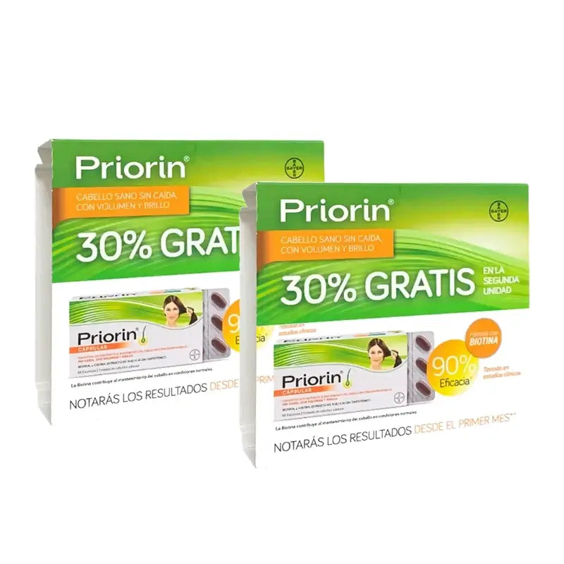 PriorIn Duplo Capelli sani senza caduta, 2 x 60 capsule, confezione da 2 (240 capsule)