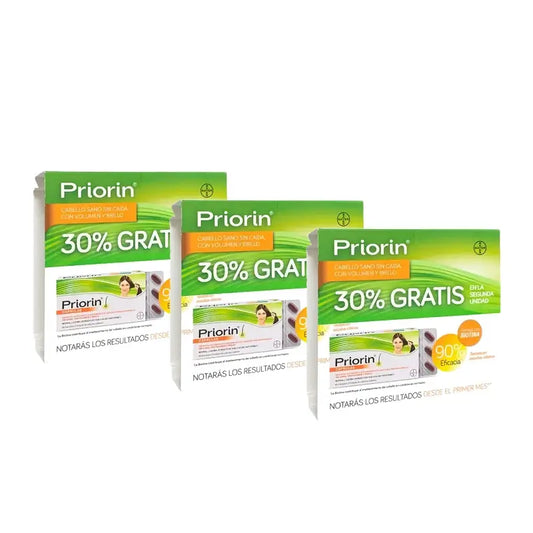 PriorIn Duplo Capelli sani senza caduta, 2 x 60 capsule, confezione da 3 pezzi (360 capsule)