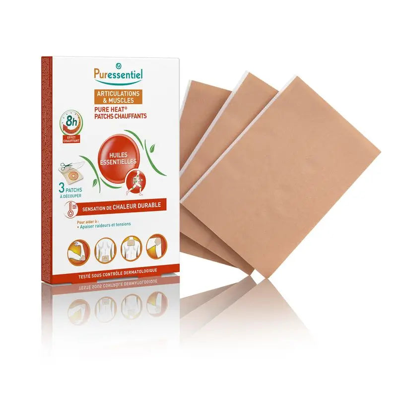 Puressentiel Pure Heat Cerotti riscaldanti per articolazioni e muscoli, 3 cerotti ritagliabili