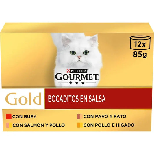 Purina Gourmet Gold Bocaditos Salsa Assortment Box 12X85Gr, cibo umido per gatti