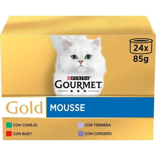 Purina Gourmet Gold Mousse Manzo Mousse 24X85Gr Confezione multipla, cibo umido per gatti
