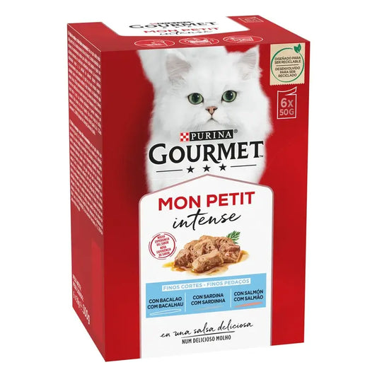 Purina Gourmet Mon Petit Fish Selection Box 6X50Gr, cibo umido per gatti