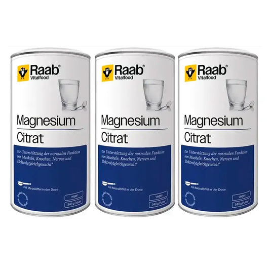 Raab Vitalfood Magnesio Citrato in Polvere Confezione 3 x 340Gr. Sg Vegan