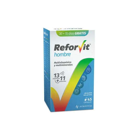 Reforvit Integratore alimentare per il rinforzo quotidiano, adatto alle esigenze dell'età e del sesso maschile, 45 capsule