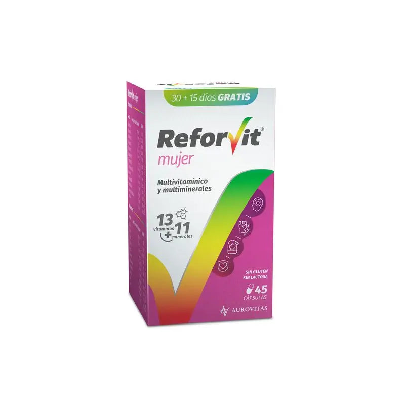 Reforvit Integratore alimentare per il rinforzo quotidiano, adatto alle esigenze di età e sesso per le donne, 45 capsule