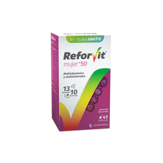 Reforvit Integratore alimentare per il rinforzo quotidiano, adatto alle esigenze di età e sesso delle donne 50+, 45 capsule