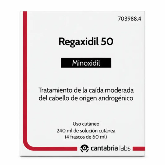 Regaxidil 50 mg/ml Minoxidil Soluzione Cutanea 4 flaconi da 60 ml
