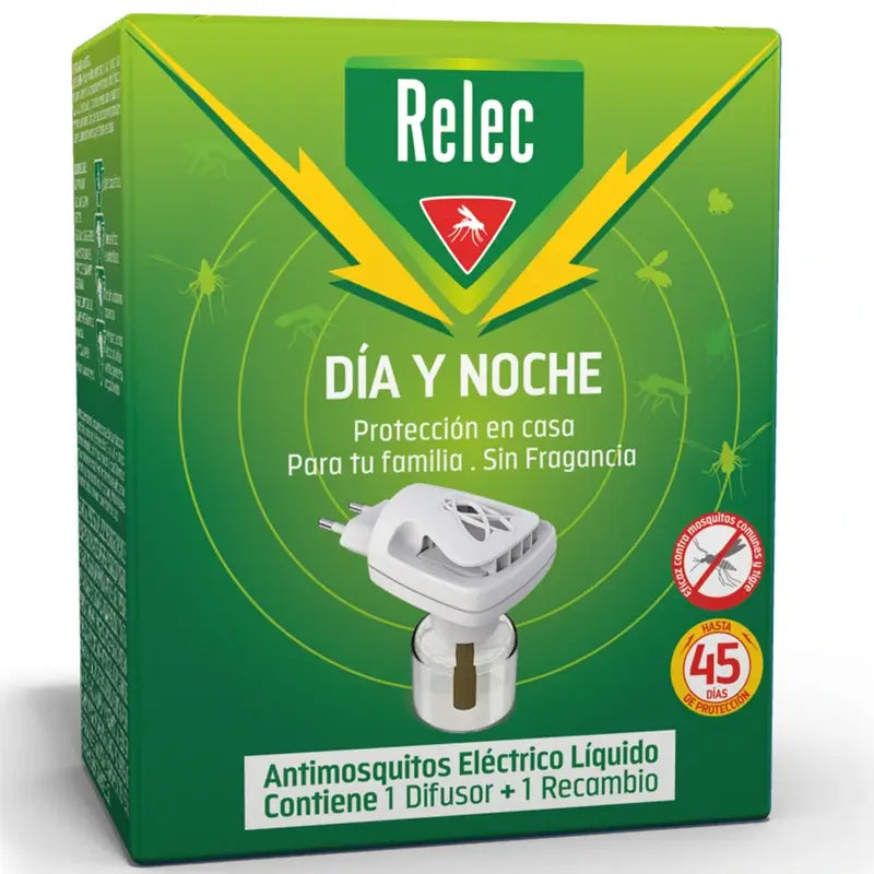 Relec Day & Night Diffusore elettrico di zanzare e liquido repellente per zanzare, 35 ml