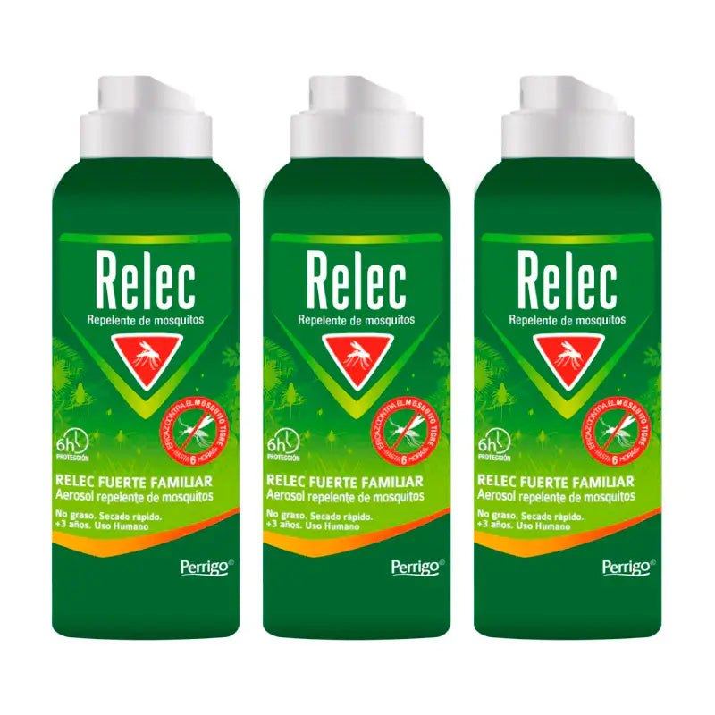 Relec Triplo Spray antizanzare forte per la famiglia, 3 x 125 ml