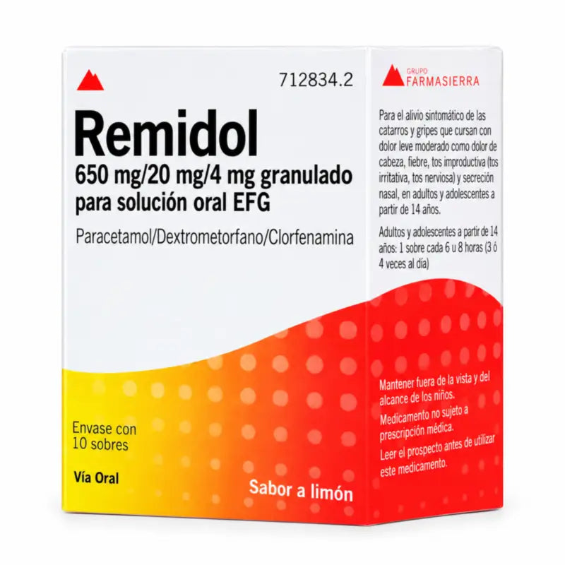 Remidol 650 Mg/20 Mg/4 mg Granuli per soluzione orale Efg, 10 bustine