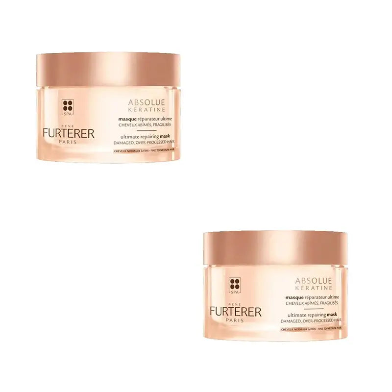 Rene Furterer Absolue Keratine Extreme Maschera Riparatrice Capelli Normali e Fini, 2X200 Ml