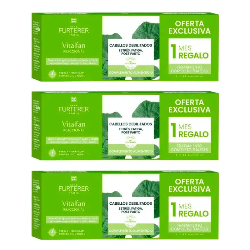 Rene Furterer Vitalfan Anticaida Reaccional, Confezione 3 x 30 capsule