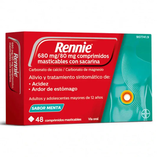 Rennie 48 compresse masticabili con saccarina alla menta piperita