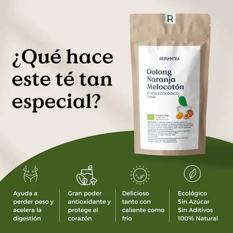 Replantea Tè blu Oolong con arancia e pesca, 100 g