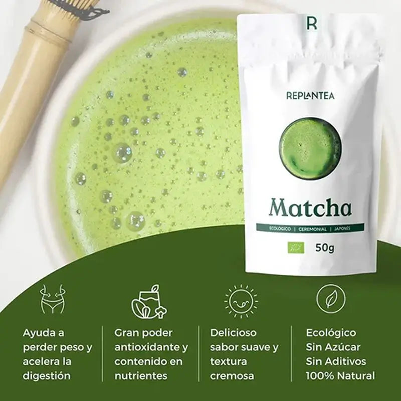 Tè giapponese Matcha cerimoniale biologico Replantea, 50 g