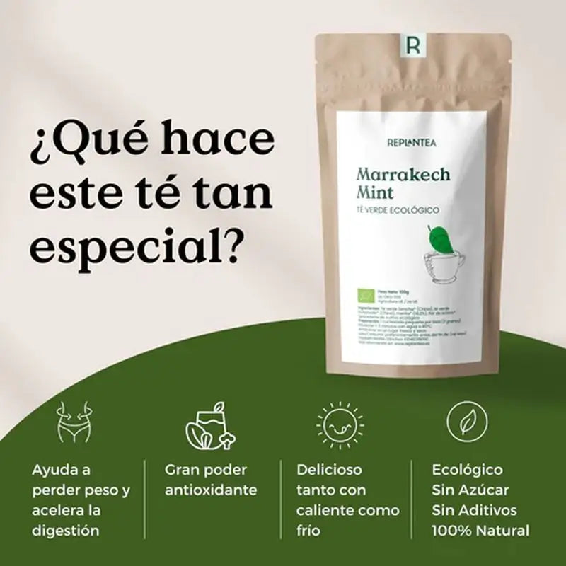 Replantea Tè verde Marrakech Menta Biologico, 90g