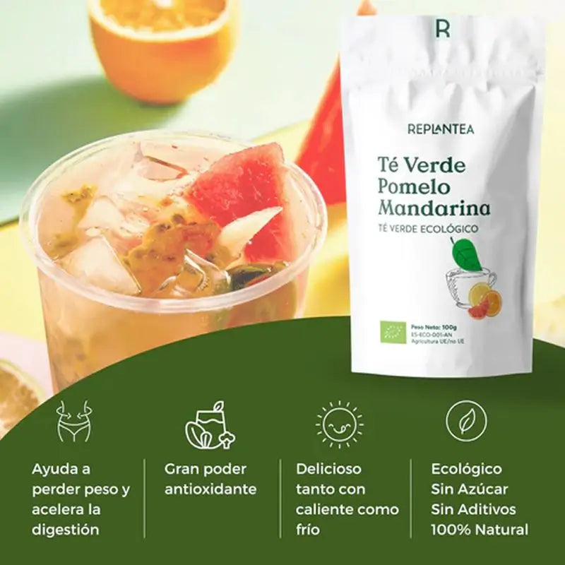 Replantea Tè verde biologico al pompelmo e mandarino, 100g