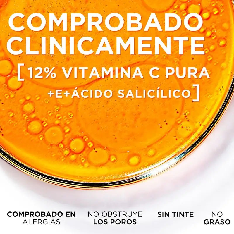L'Oréal Paris Revitalift Clinical Serum [Siero antirughe] Con il 12% di vitamina C pura + vitamina E + acido salicilico.