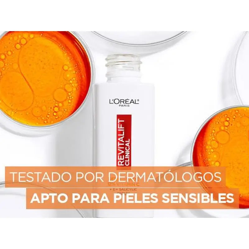 L'Oréal Paris Revitalift Clinical Serum [Siero antirughe] Con il 12% di vitamina C pura + vitamina E + acido salicilico.