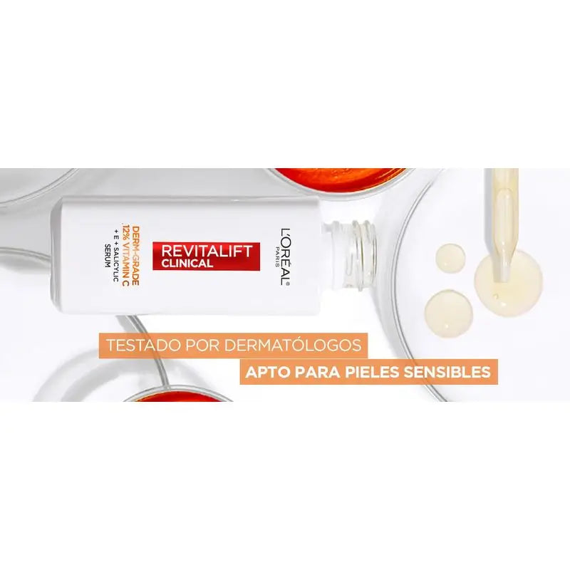 L'Oréal Paris Revitalift Clinical Serum [Siero antirughe] Con il 12% di vitamina C pura + vitamina E + acido salicilico.