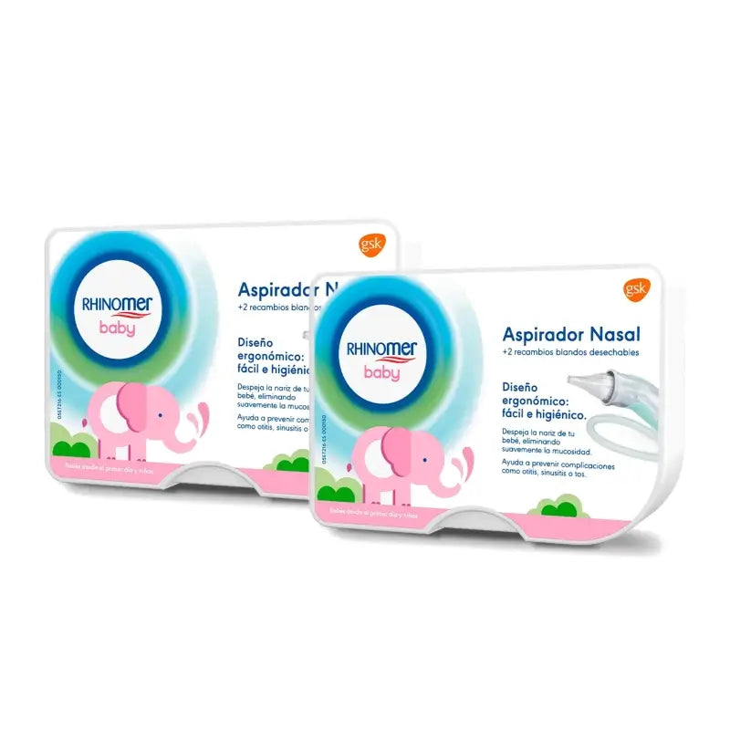 Rhinomer Baby Aspiratore nasale + 2 ricambi, confezione da 2