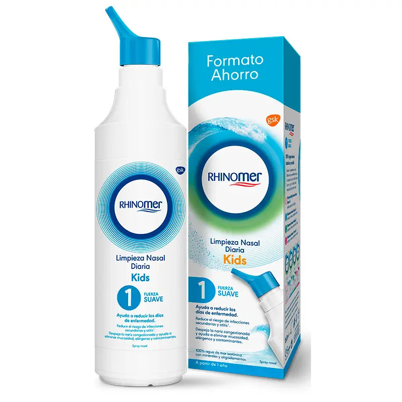 Rhinomer Spray nasale 100% acqua di mare forza mite 1 formato XL, 180 ml
