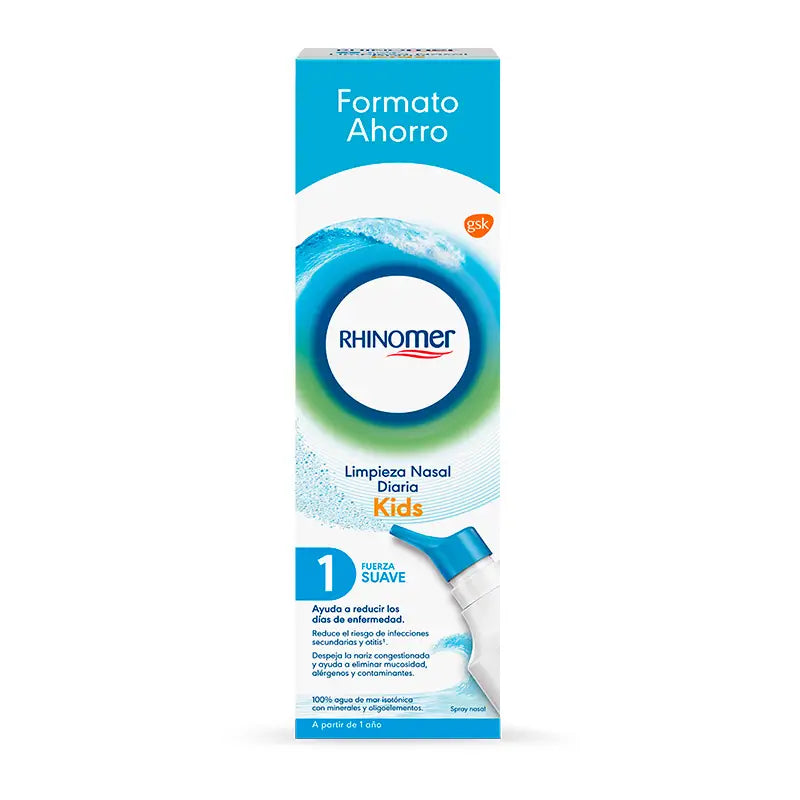 Rhinomer Spray nasale 100% acqua di mare forza mite 1 formato XL, 180 ml