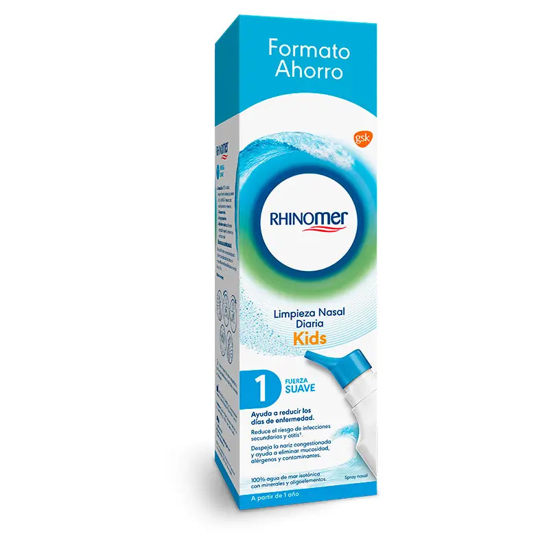 Rhinomer Spray nasale 100% acqua di mare forza mite 1 formato XL, 180 ml