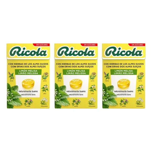 Ricola Caramelle senza zucchero al limone Confezione da 3 x 50 g