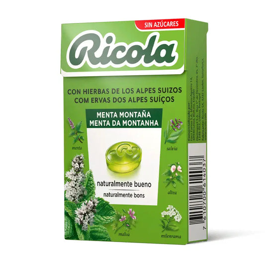 RICOLA SUGAR FREE CANDY PEPPERMINT MOUNTAIN 50 G