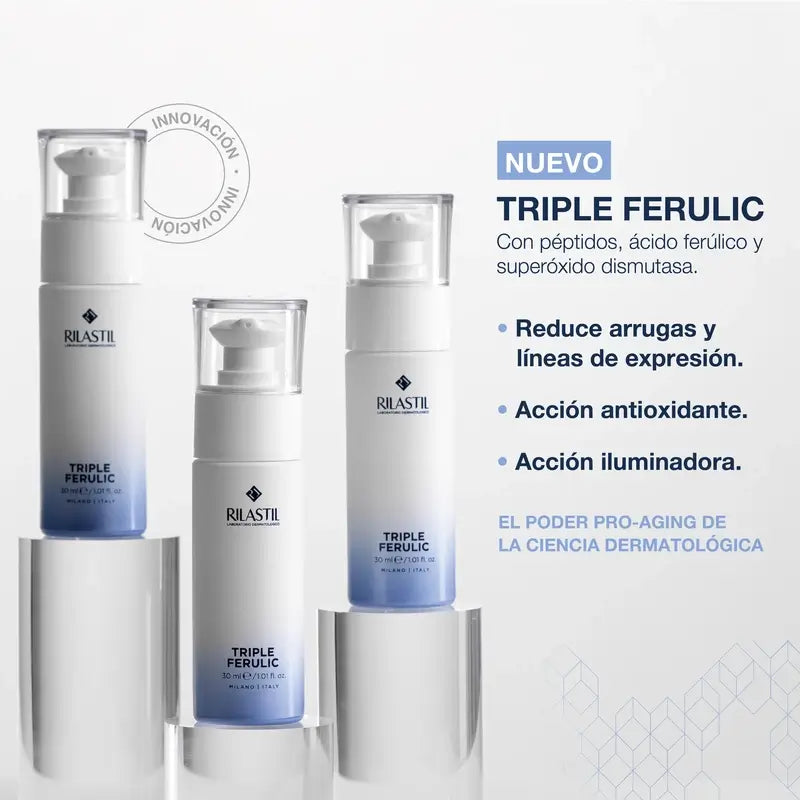 Rilastil Triplo Siero Ferulico Antietà, Antiossidante e Illuminante, 30 Ml