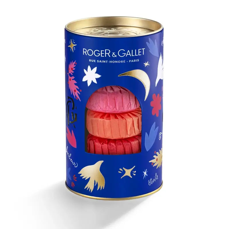 Scatola di saponi Roger & Gallet: Fleur De Figuier - Gingembre Rouge - Rose, 3 pezzi.