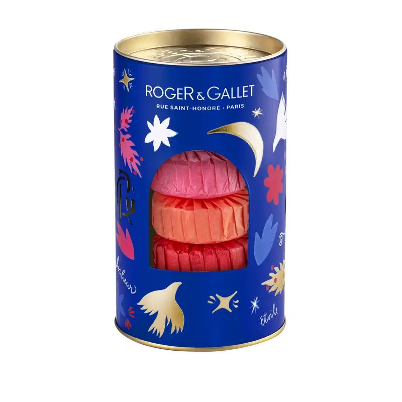 Scatola di saponi Roger & Gallet: Fleur De Figuier - Gingembre Rouge - Rose, 3 pezzi.