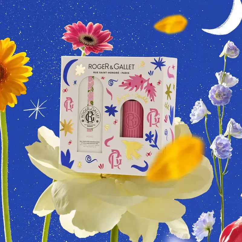 Roger & Gallet Acqua profumata Rose Wellness 100Ml + Candela profumata, 2 pezzi
