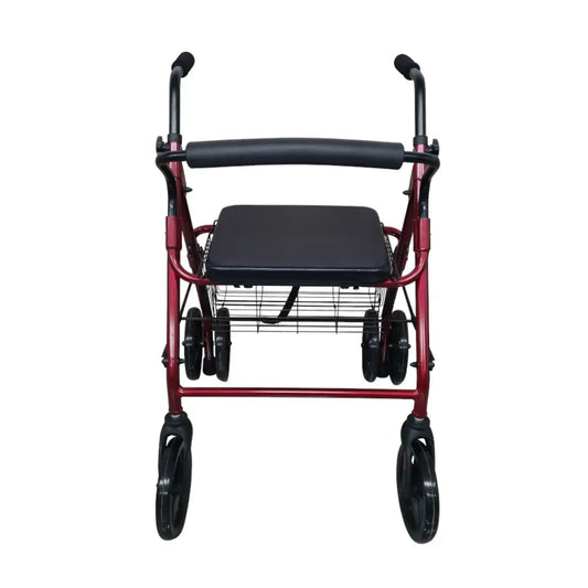 rollator in alluminio con freni a pressione, 200 mm (rosso)