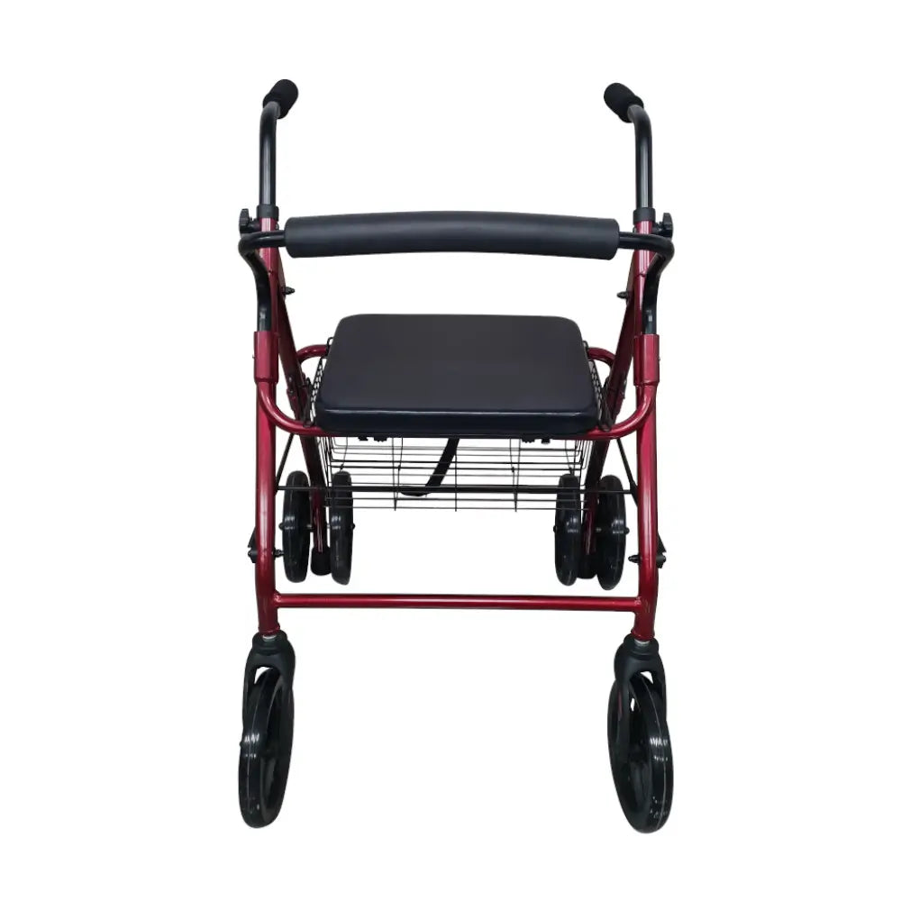 rollator in alluminio con freni a pressione, 200 mm (rosso)